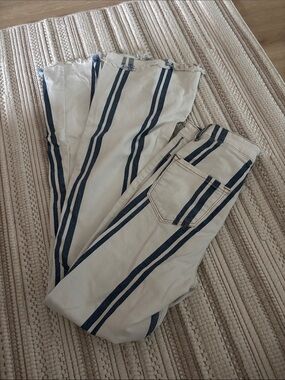 Cello Cream Wide Leg Jeans with Blue Stripes